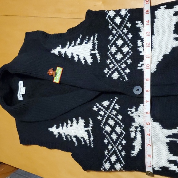 🖤HP 🥳 Coldwater Creek Holiday open sweater vest cardigan, Med.❄️🦌Like NEW ❄️ - Picture 4 of 11